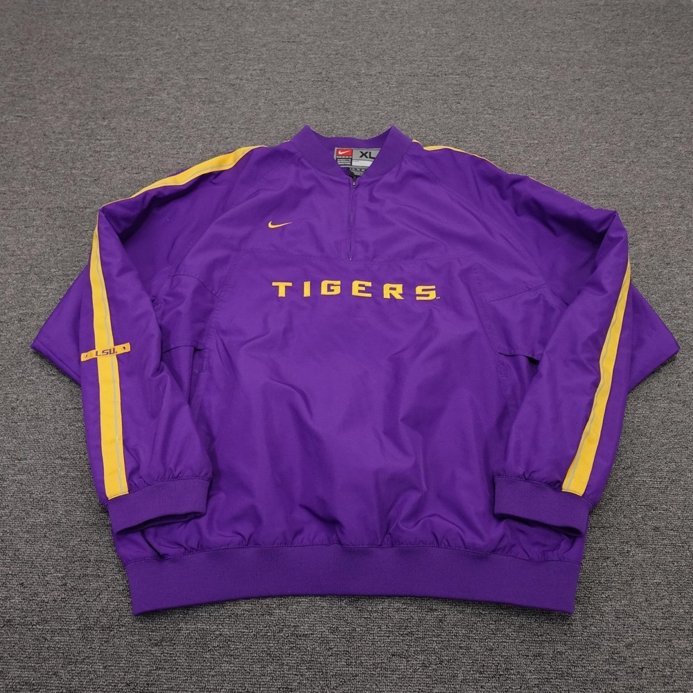 Vintage LSU Tigers Jacket XL Purple NCAA Football Nike Quarter Zip Swoosh Y2K